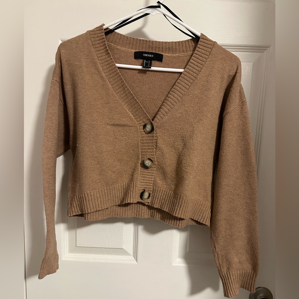Forever21 Brown Cropped Cardigan
